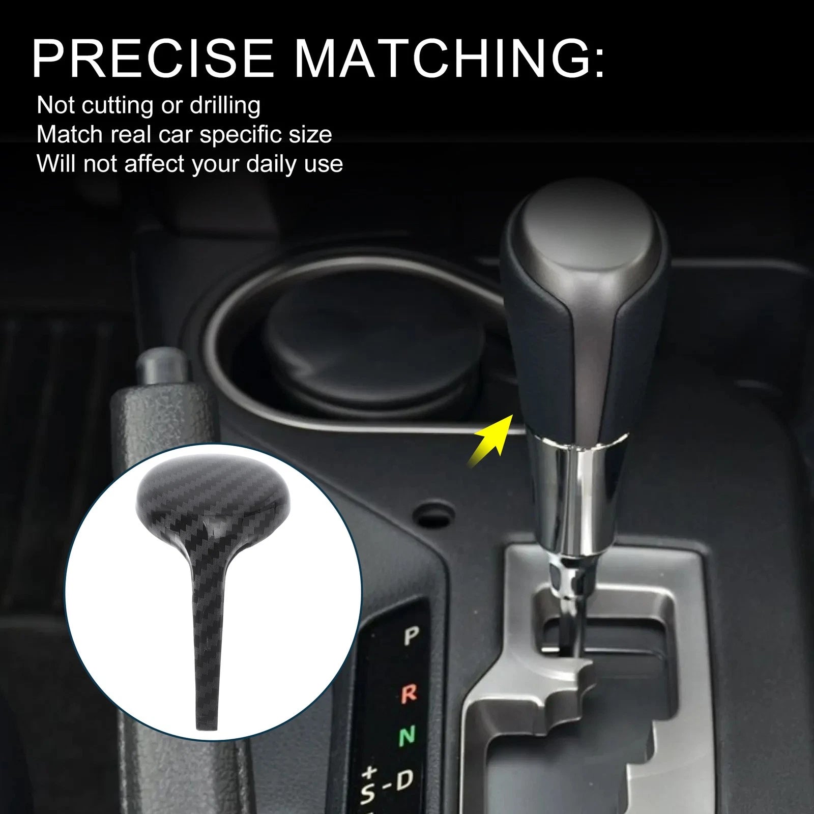 Gear Shift Knob Decor Cover for Toyota RAV4 Corolla Vios (2014–2018) Black