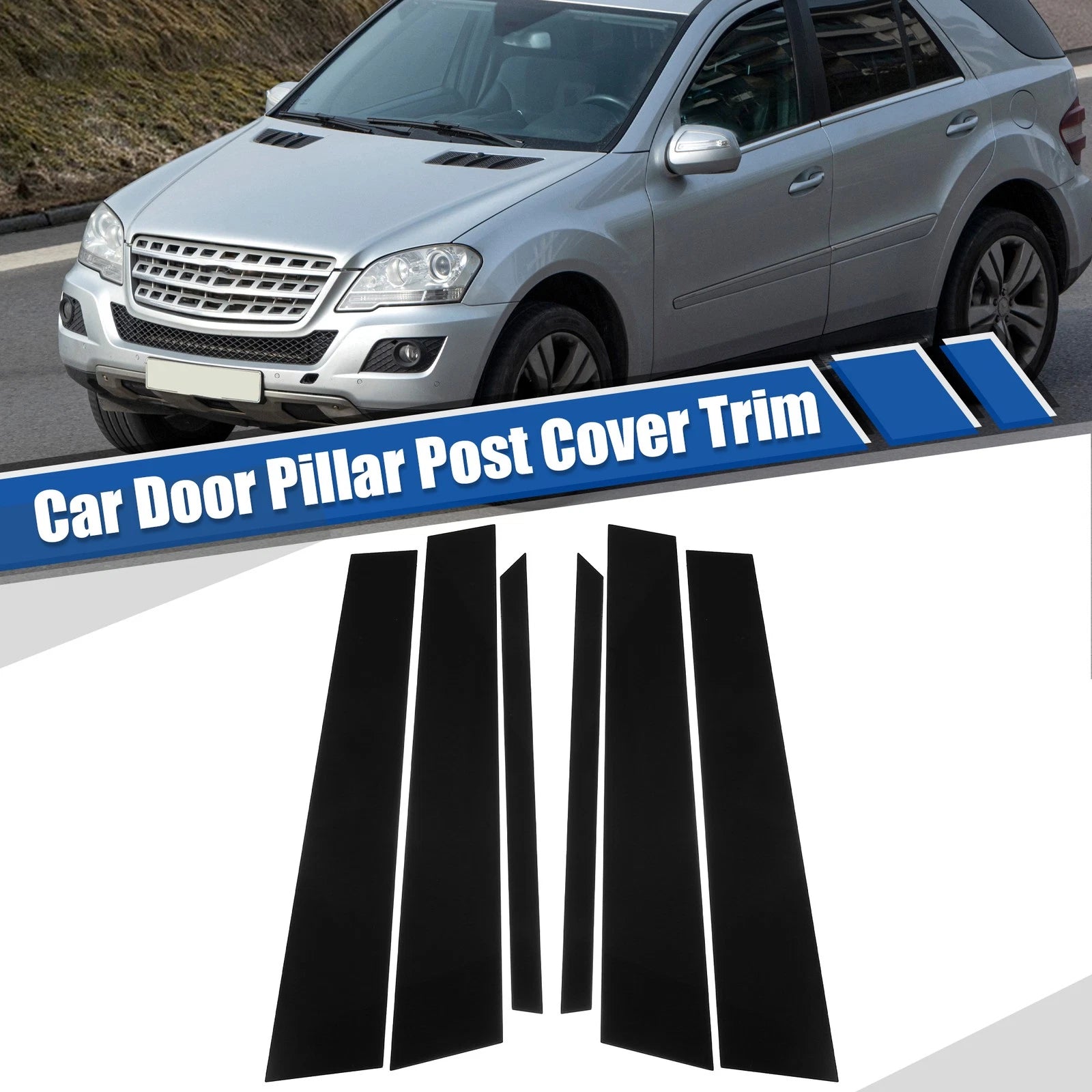 Window Pillar Posts Cover Glossy Black for Mercedes-Benz M/ML-Class (2006–2015)