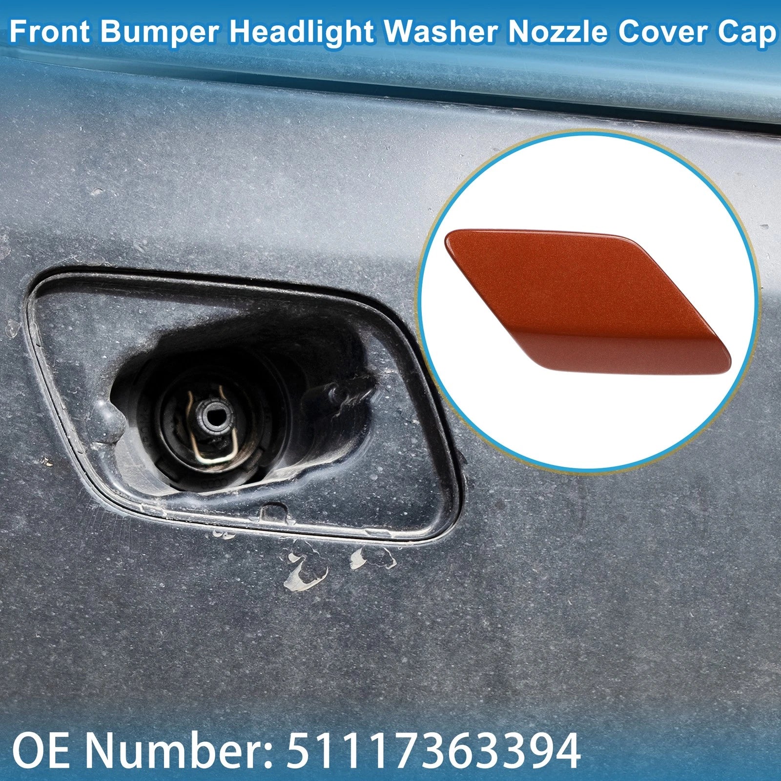 Washer Nozzle Cover Cap Front Right for BMW 428i (2014–2016) Red