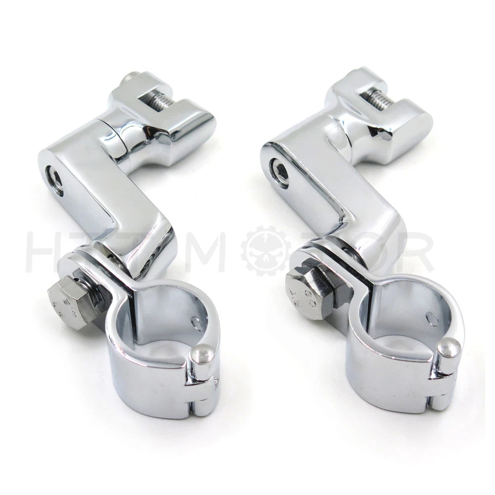 Longhorn Offset Peg Mounts 1 1/4" Clamp for Harley (Chrome)
