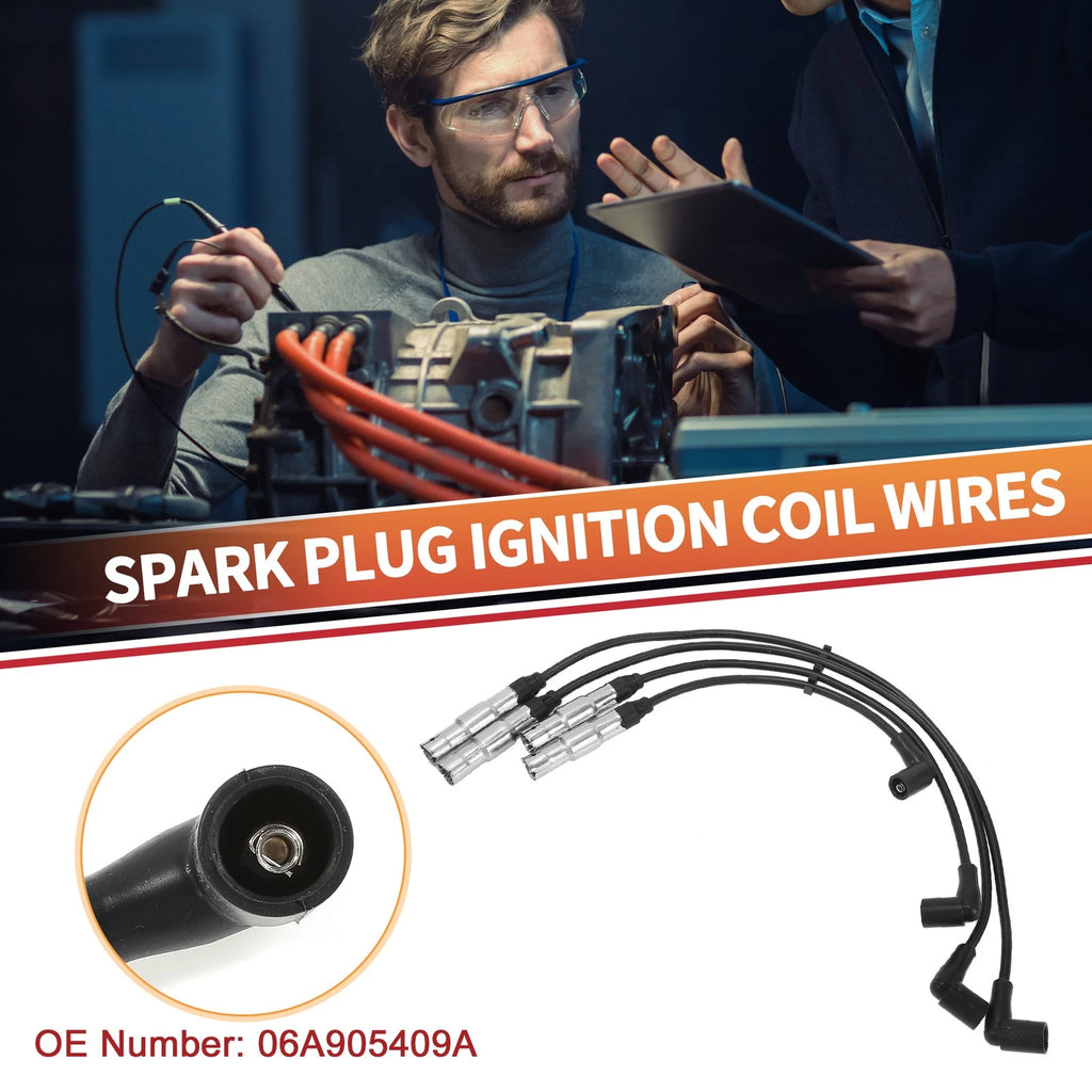 4 Pcs Ignition Coil Spark Plug Wire Set for Audi A3 (1996–2003)