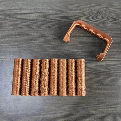 9 Piece Clay Art Roller Kit with 8 Patterned Rollers & Non-Slip Handle