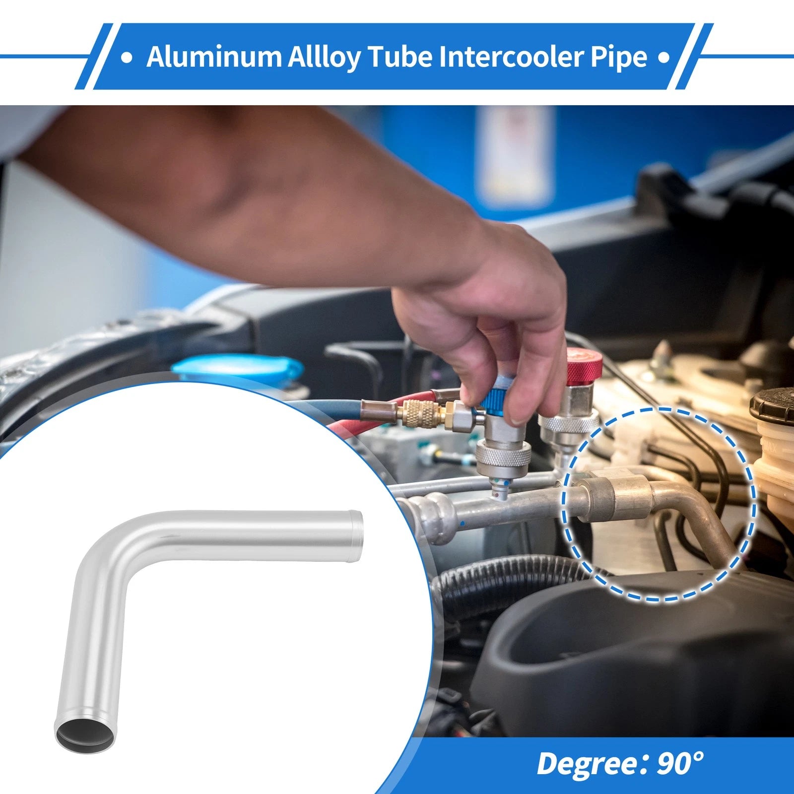 2.01" OD 90° Intercooler Pipe for - Brushed Silver Tone