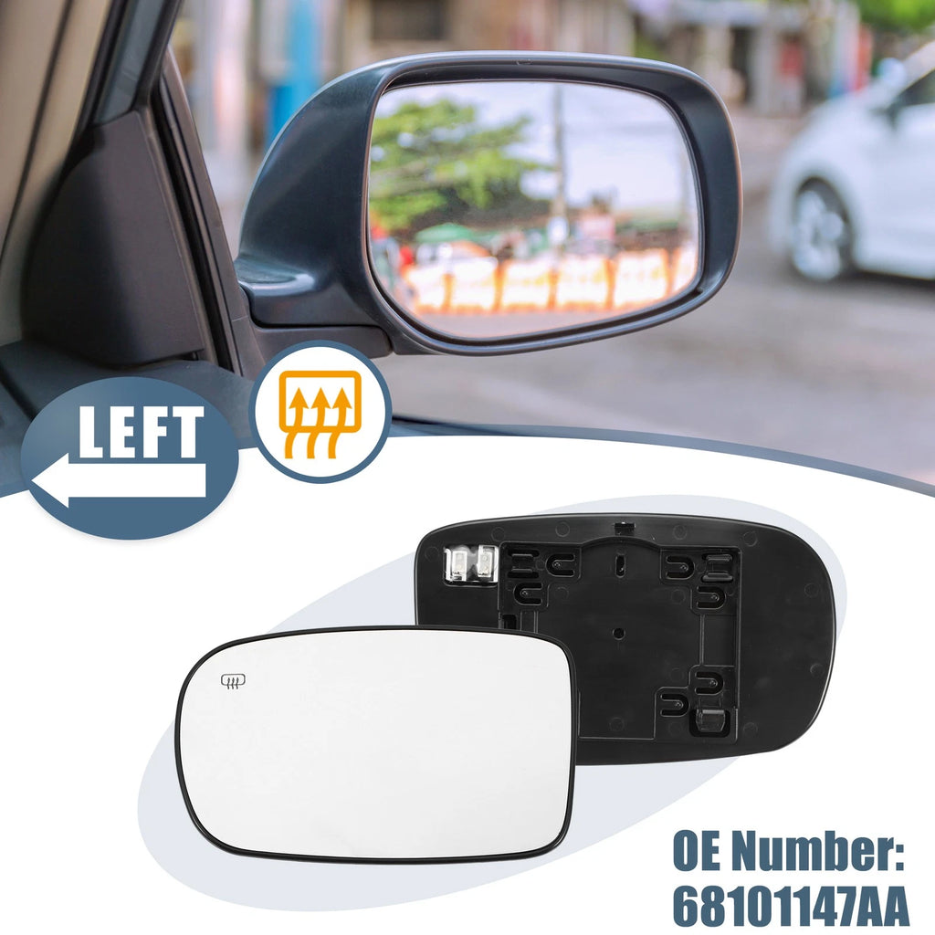 Heated Mirror Glass Left Driver Side Replacement for Chrysler 200 (2011–2016)