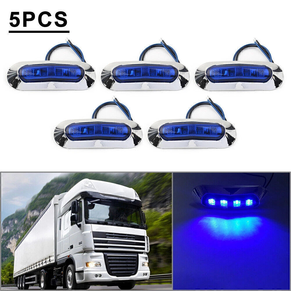 5PCS LED Side Clearance Marker Lights for Car Truck Trailer Pickup (12V 24V)