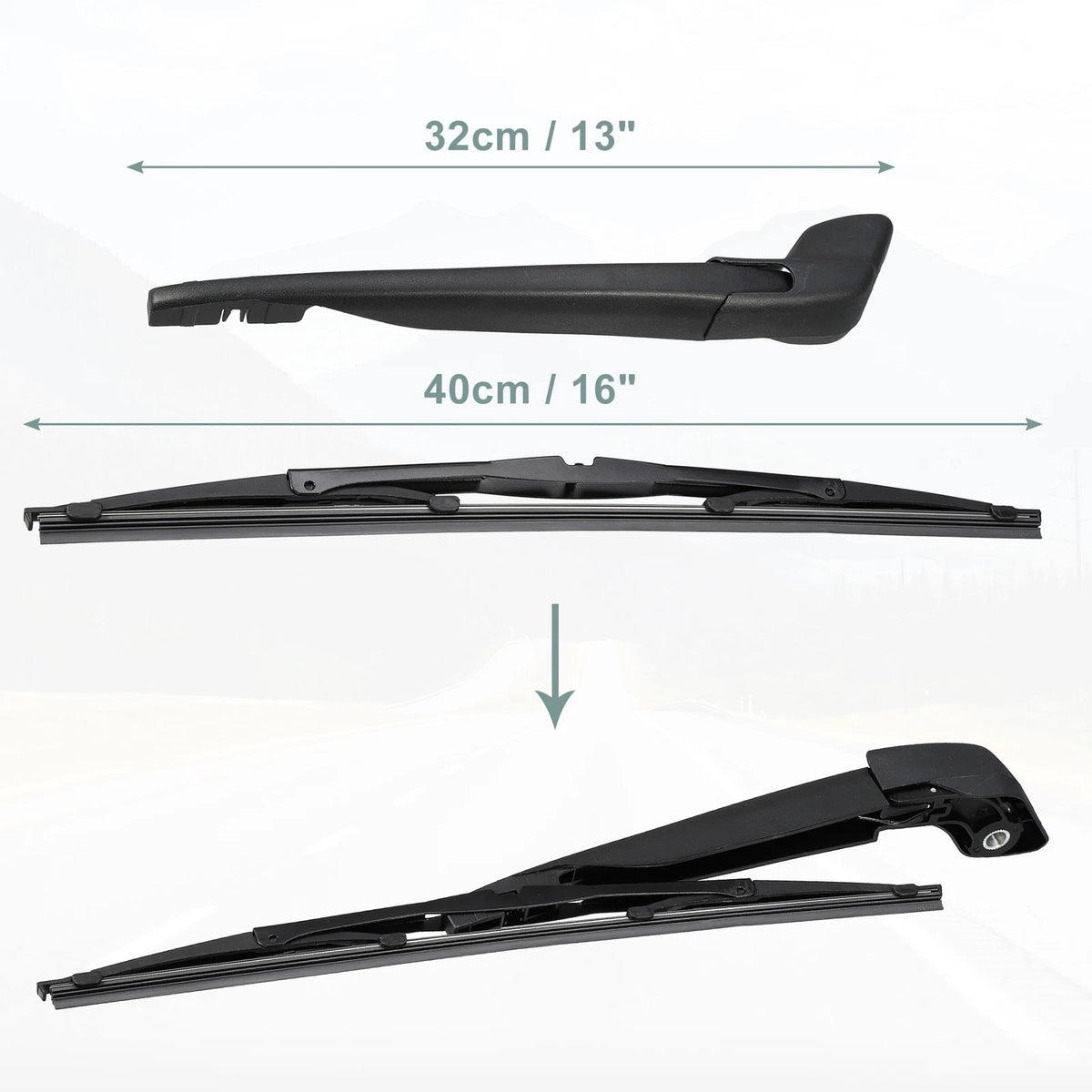 Rear Back Windshield Wiper Blade Arm Set for Volvo V40 (1996–2004)