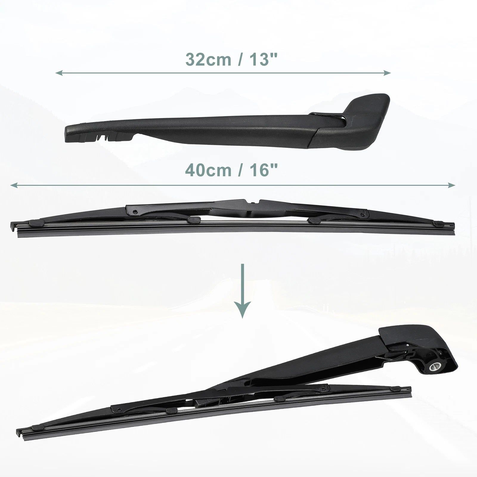 Rear Back Windshield Wiper Blade Arm Set for Volvo V40 (1996–2004)