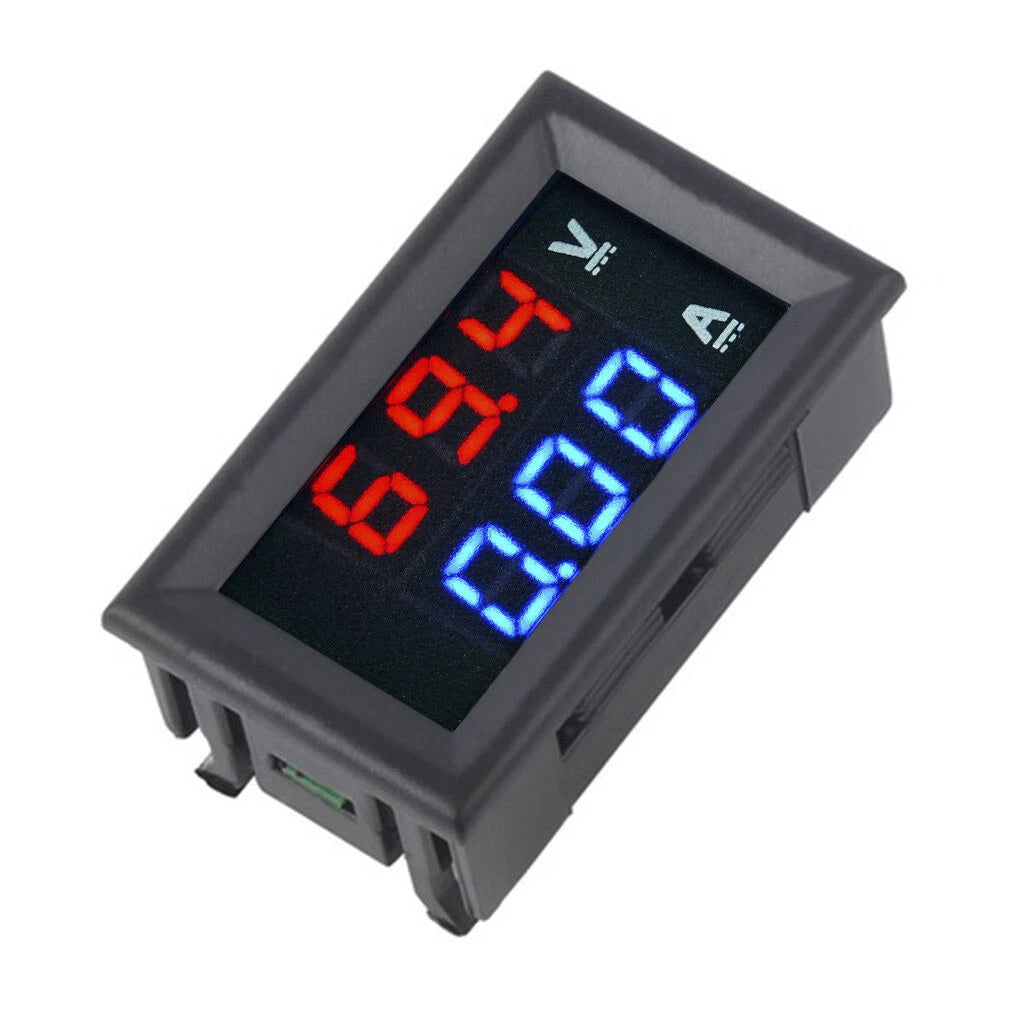 Dual LED Voltmeter Ammeter Gauge for DC 0-100V 10A (Blue/Red)