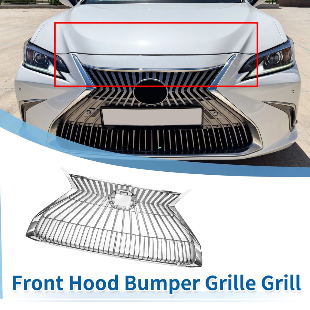 Front Hood Bumper Grille for Lexus ES350 (2019–2021) Chrome Silver Tone
