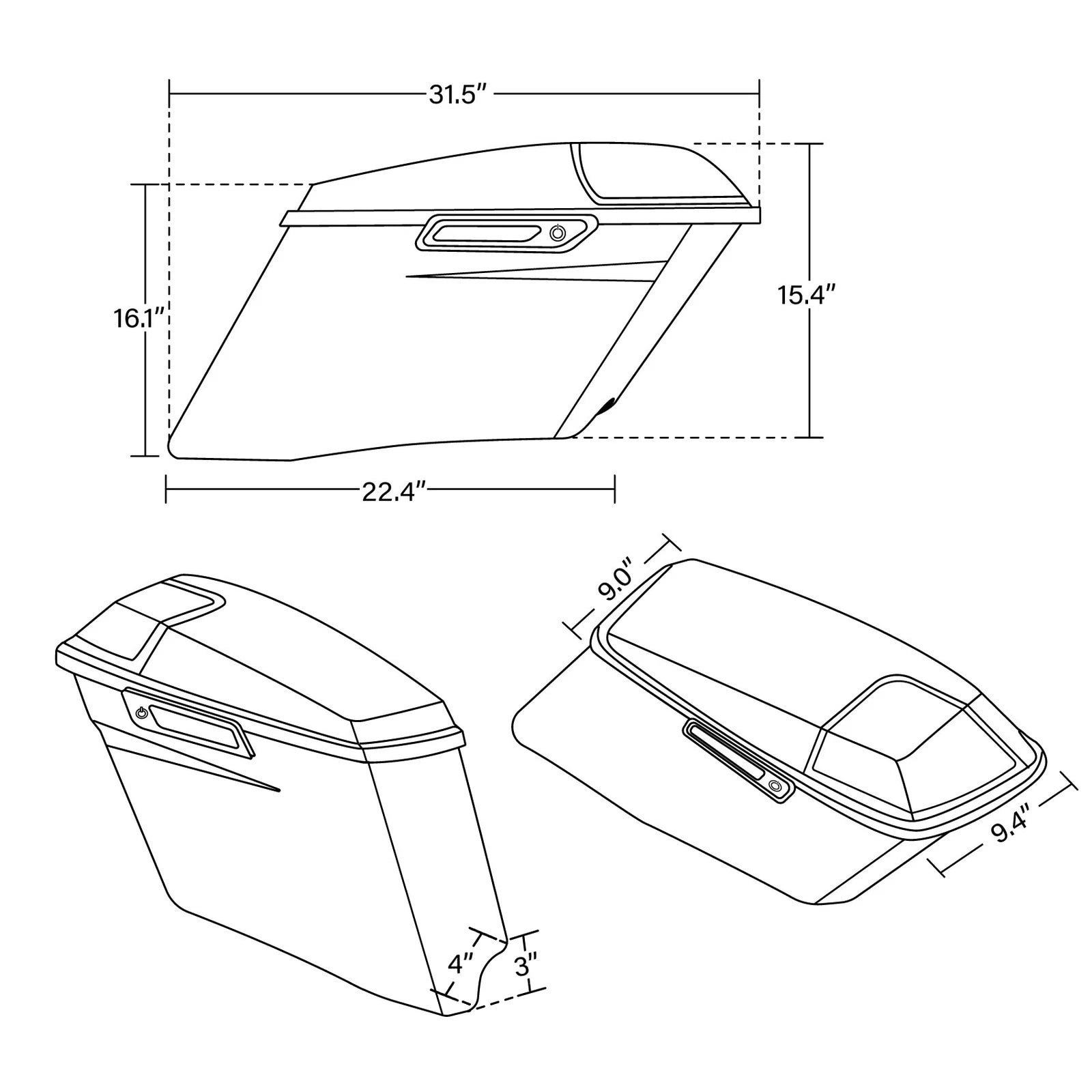 4" Stretched Saddlebag Conversion Brackets for Harley Softail (1984–2017)