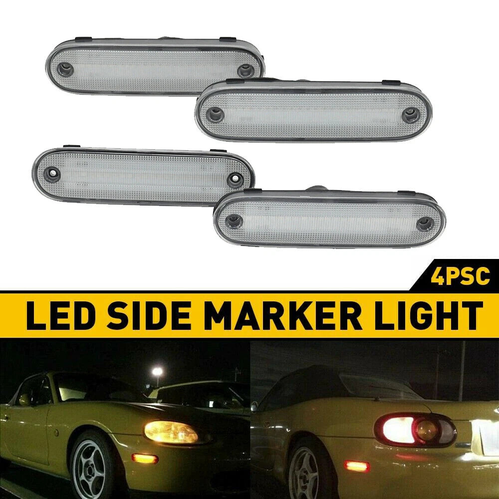 4X Clear LED Side Marker Light for Mazda MX-5 Miata (1990–2005)