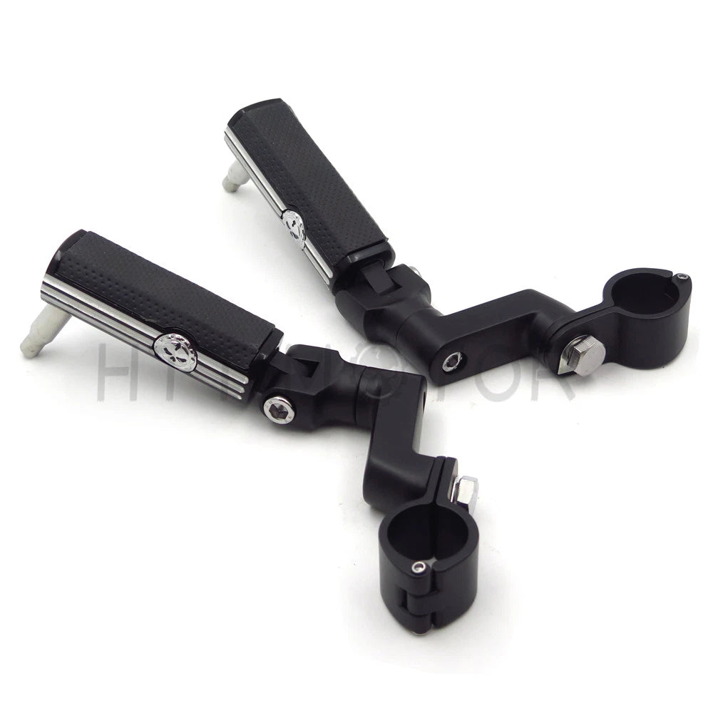 2X Aluminum Front Foot Pegs Kit for Motorcycle (1.5" Engine Guard)