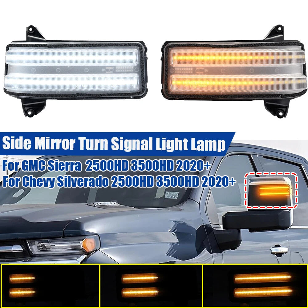 LED DRL Mirror Stop Turn Signal Light for Chevy Silverado 2500HD 3500HD (2020–Present)