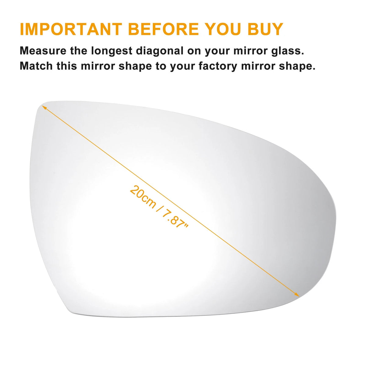 Right Side Mirror Glass with Back Heated for Hyundai Tucson (2015–2020)