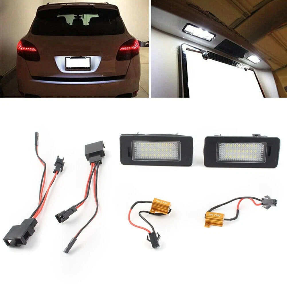 2X LED License Plate Lamps Decoder for Porsche Cayenne Touareg (2018)