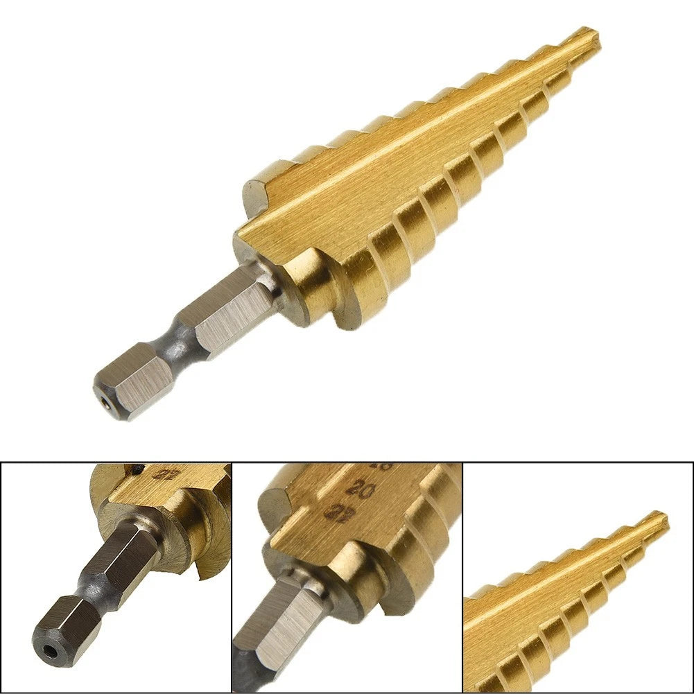 1pc 22mm Hex 6.35mm Shank Cone Step Drill Bit for Sheet Metal