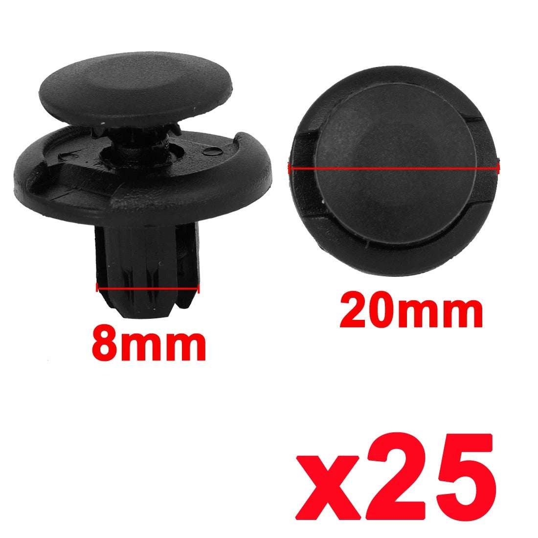 Push in Nylon Rivet Clip Fastener for Honda Accord (2003–2017) 8mm 25pc