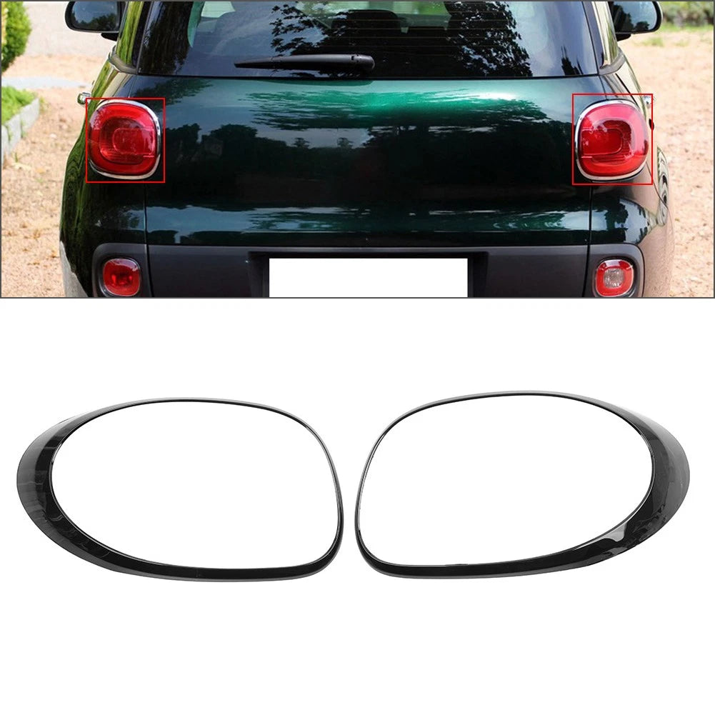 1 Pair Tail Light Trim with Trim Ring for Fiat 500L (2014–2020) Gloss Black