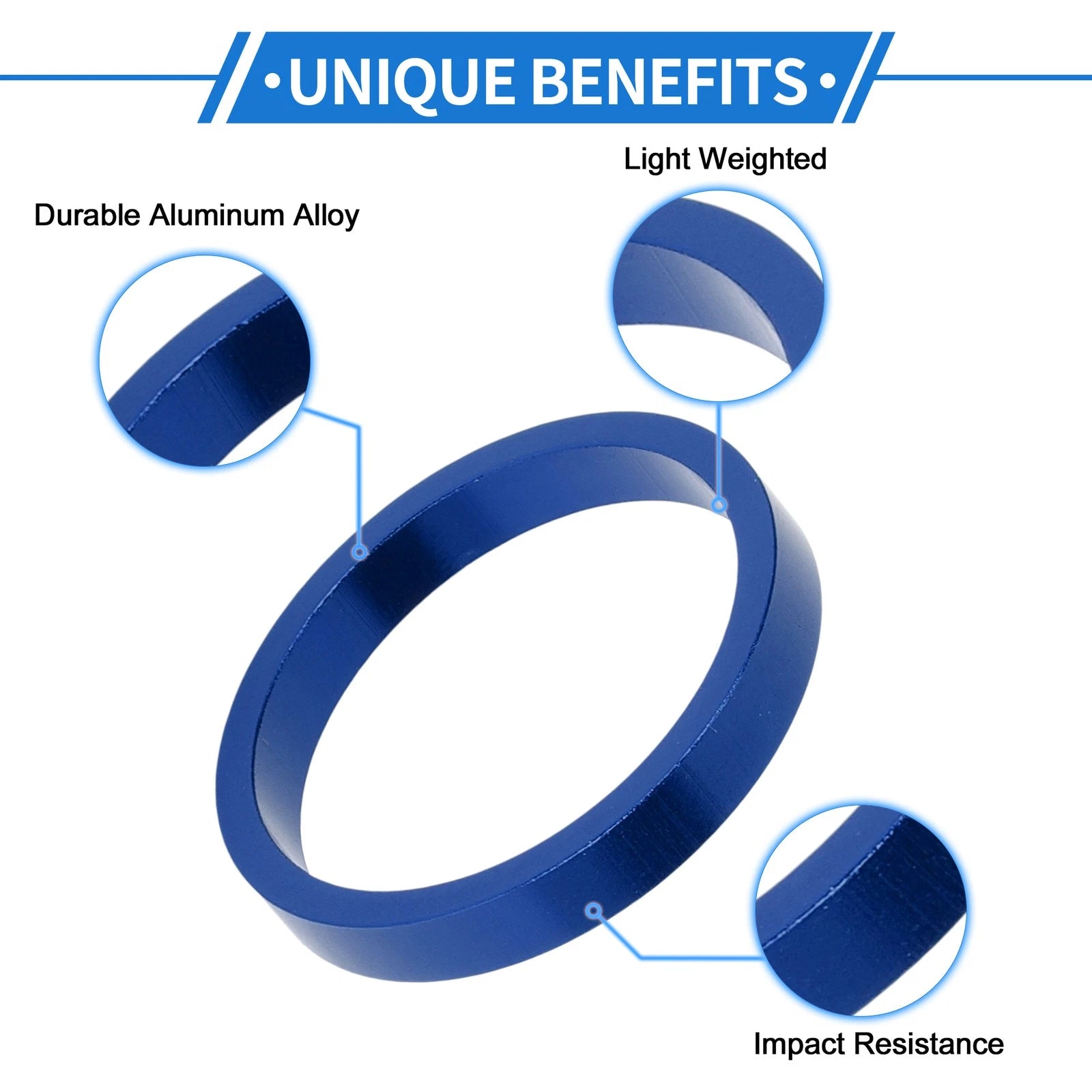 Headset Spacer 5mm Front Stem Fork Washer for 1-1/8 Aluminum Blue (2018–2018)