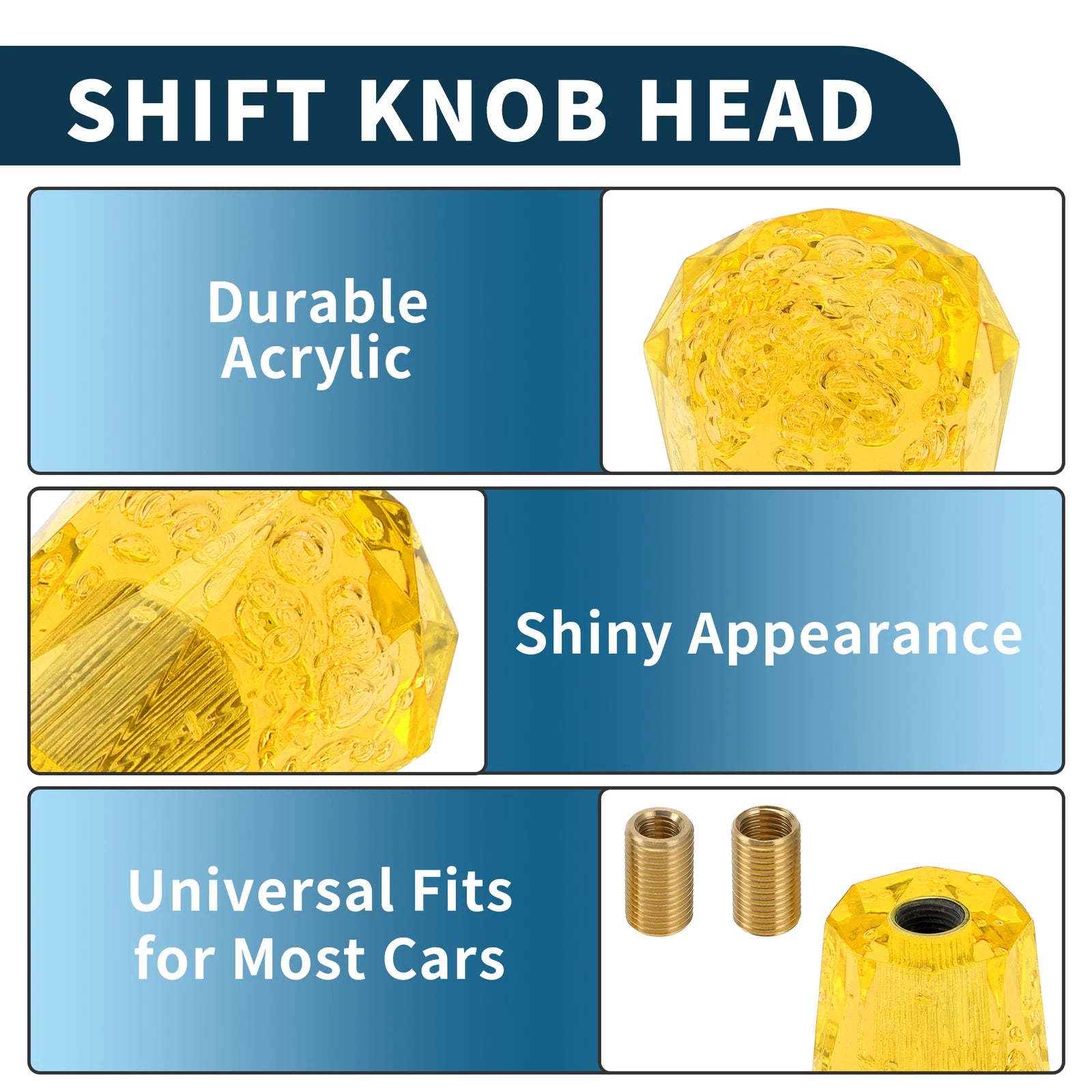 Set of 1 Universal Shift Knob with 2 Adapters for Manual/Automatic Vehicles