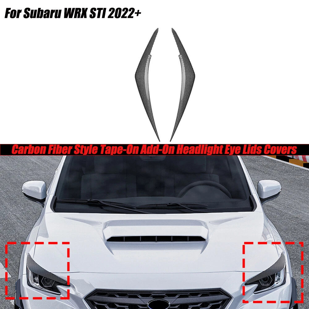 Pair of Carbon Look Headlight Eyebrow Lamp Trim Covers for Subaru WRX STI (2022–2023)