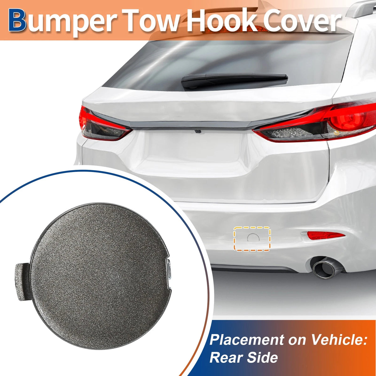 Rear Right Tow Hook Cover for Mazda 6 Atenza 2018–2021 Brown