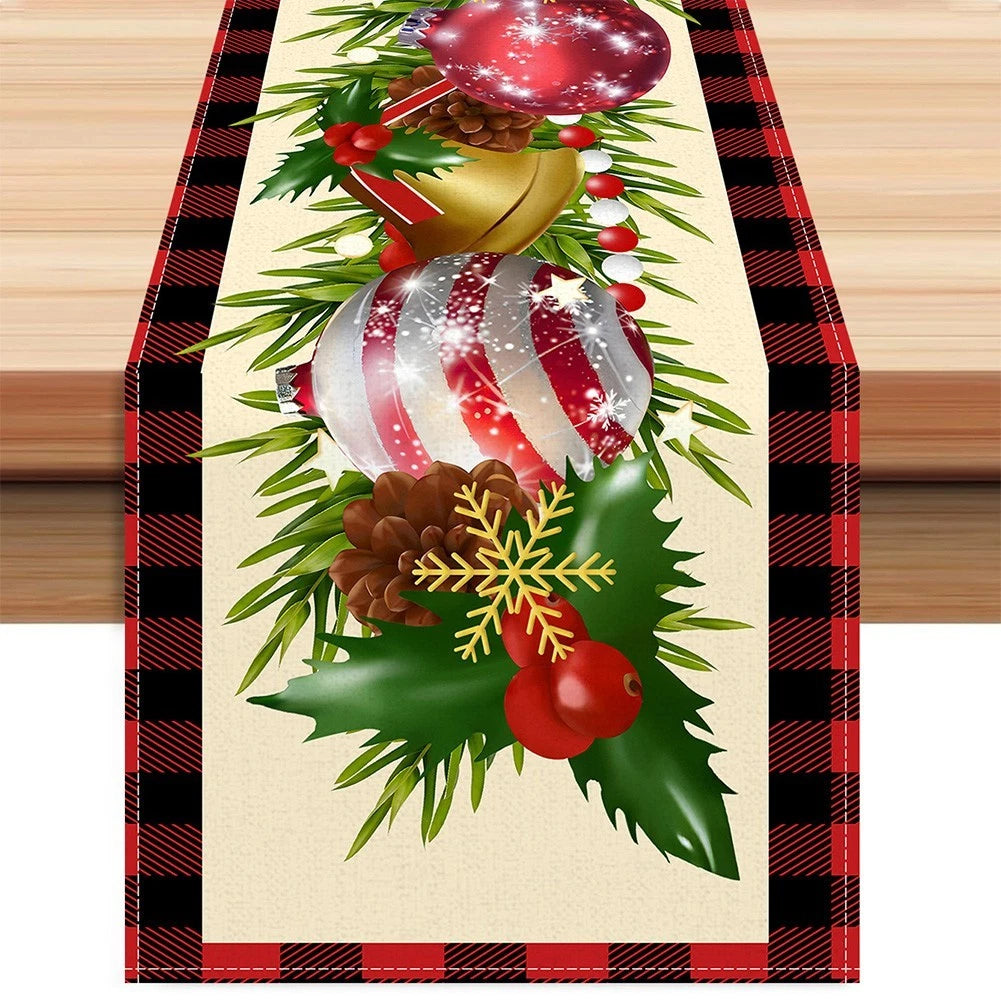 Linen Table Runner 13x72 Inch for Holiday Dining (Christmas Decorations)