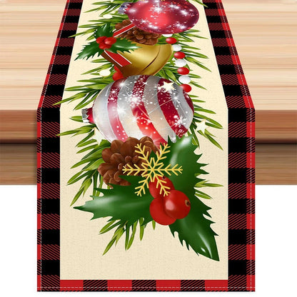 Linen Table Runner 13x72 Inch for Holiday Dining (Christmas Decorations)
