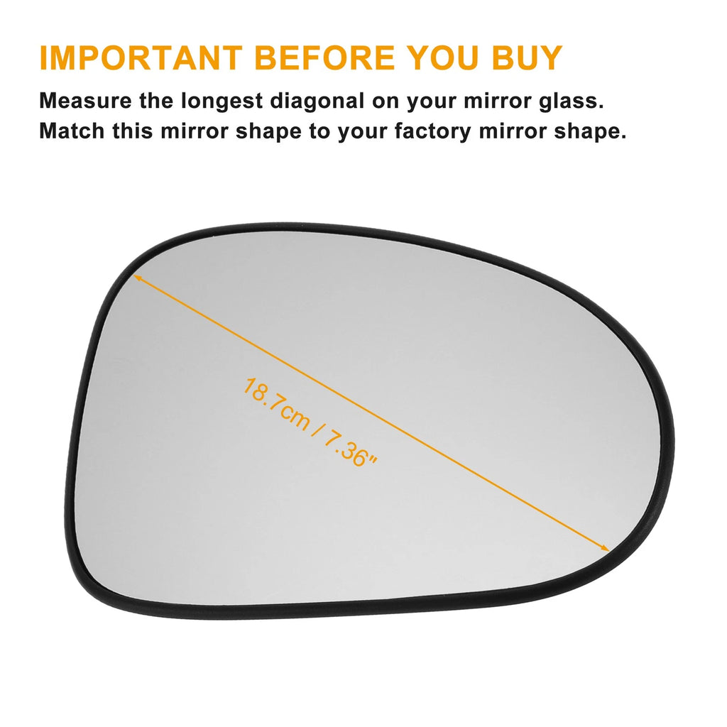 Right Side White Mirror Glass for Daewoo Matiz (1998–2005)