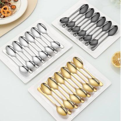 12 Stainless Steel Spoons for Coffee Soup Dessert Serving