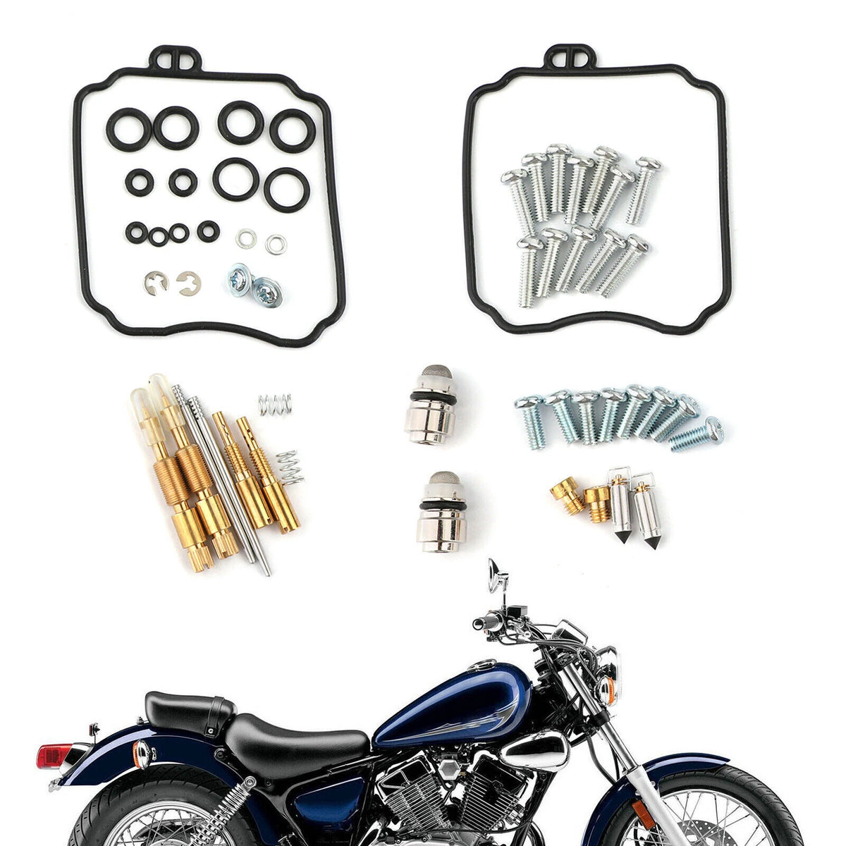 Carburetor Gaskets Jets Rebuild Kit for Yamaha XVS65A V-Star 650 Classic (T9)