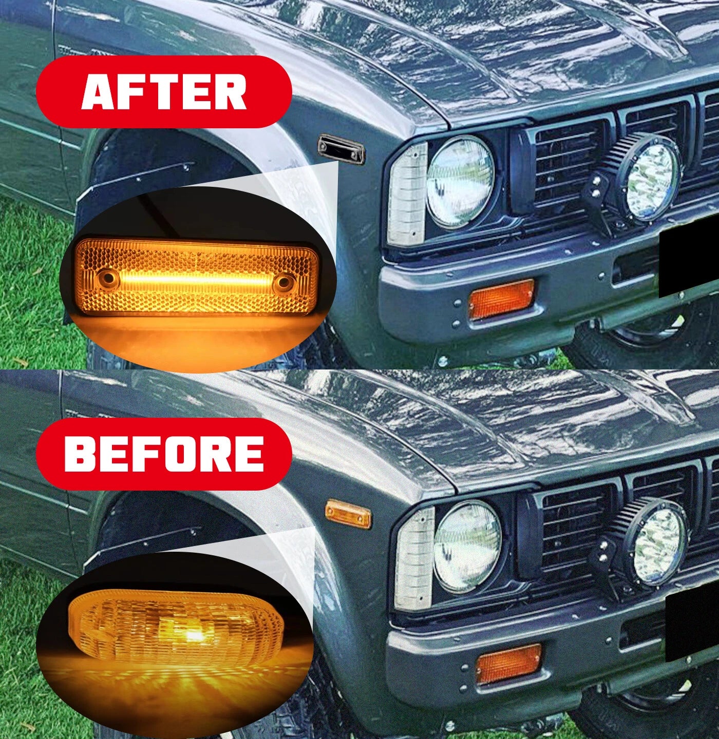 2X LED Front Bumper Side Marker Light for Toyota Land Cruiser Pickup
