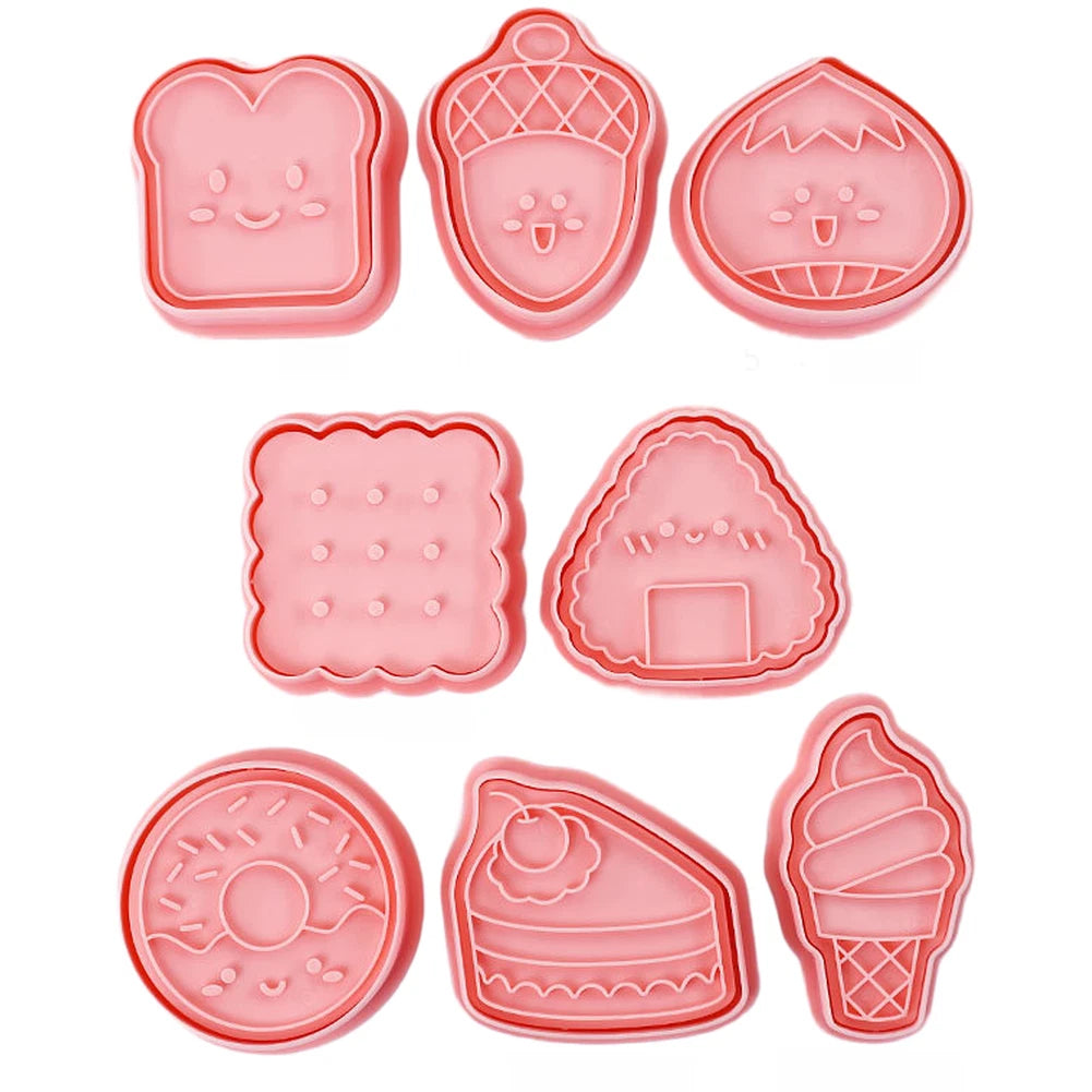 8 Piece Cookie Cutter Set - Cartoon Dessert Shapes for Baking