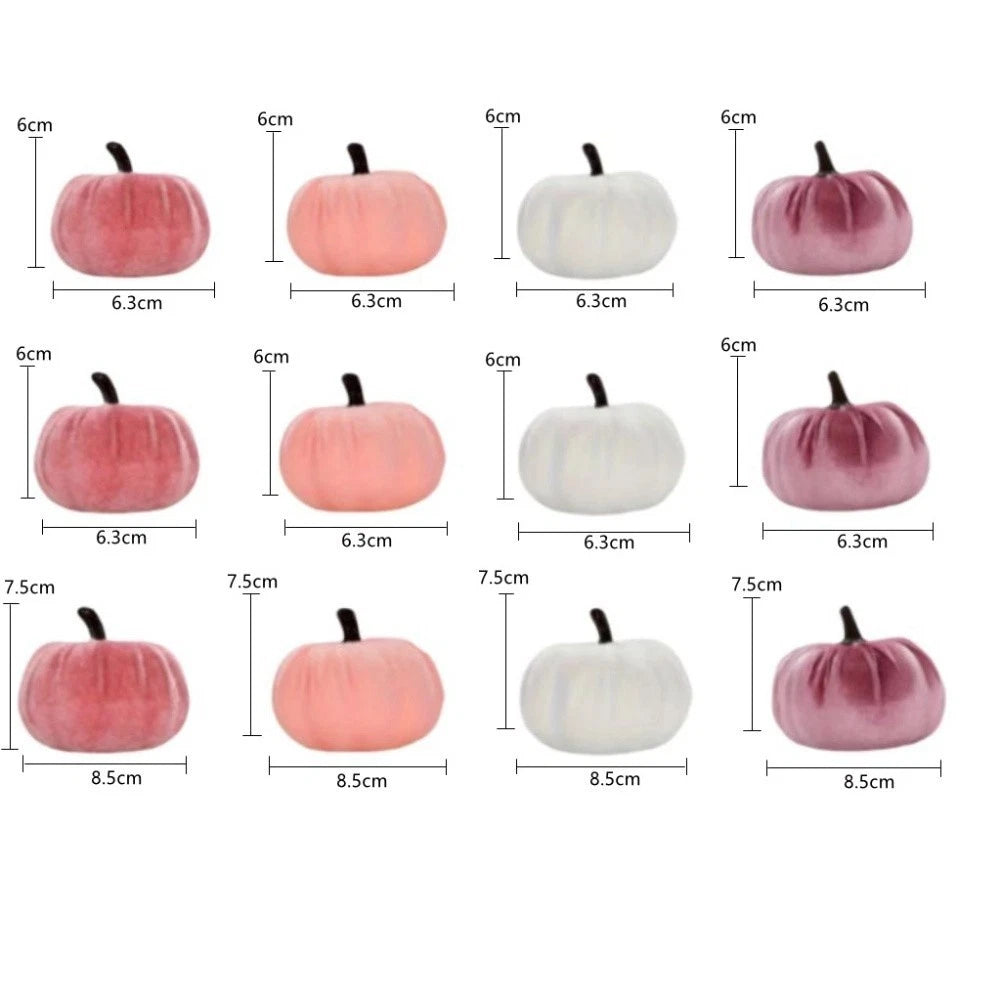 12 Pcs Velvet Artificial Pumpkins for Fall Party Decoration