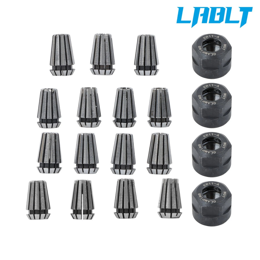 15Pcs ER11 Spring Collet Set with M14 Threading Nuts for Precision Work