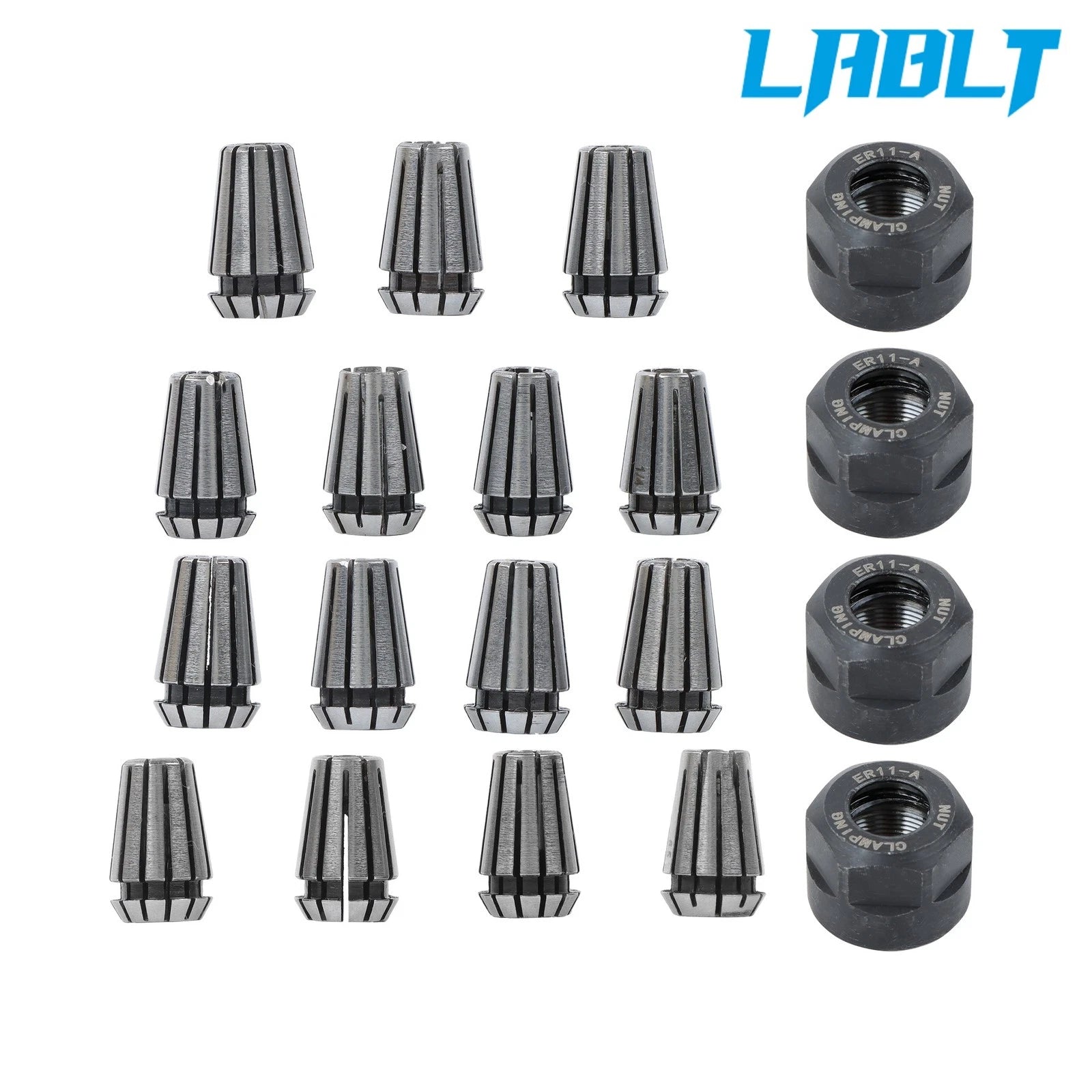 15Pcs ER11 Spring Collet Set with M14 Threading Nuts for Precision Work