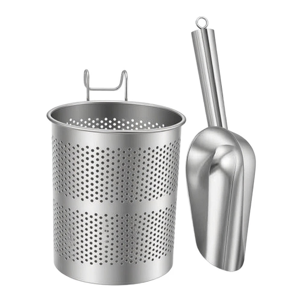 Stainless Steel Ice Scoop and Holder Set for Efficient Ice Handling