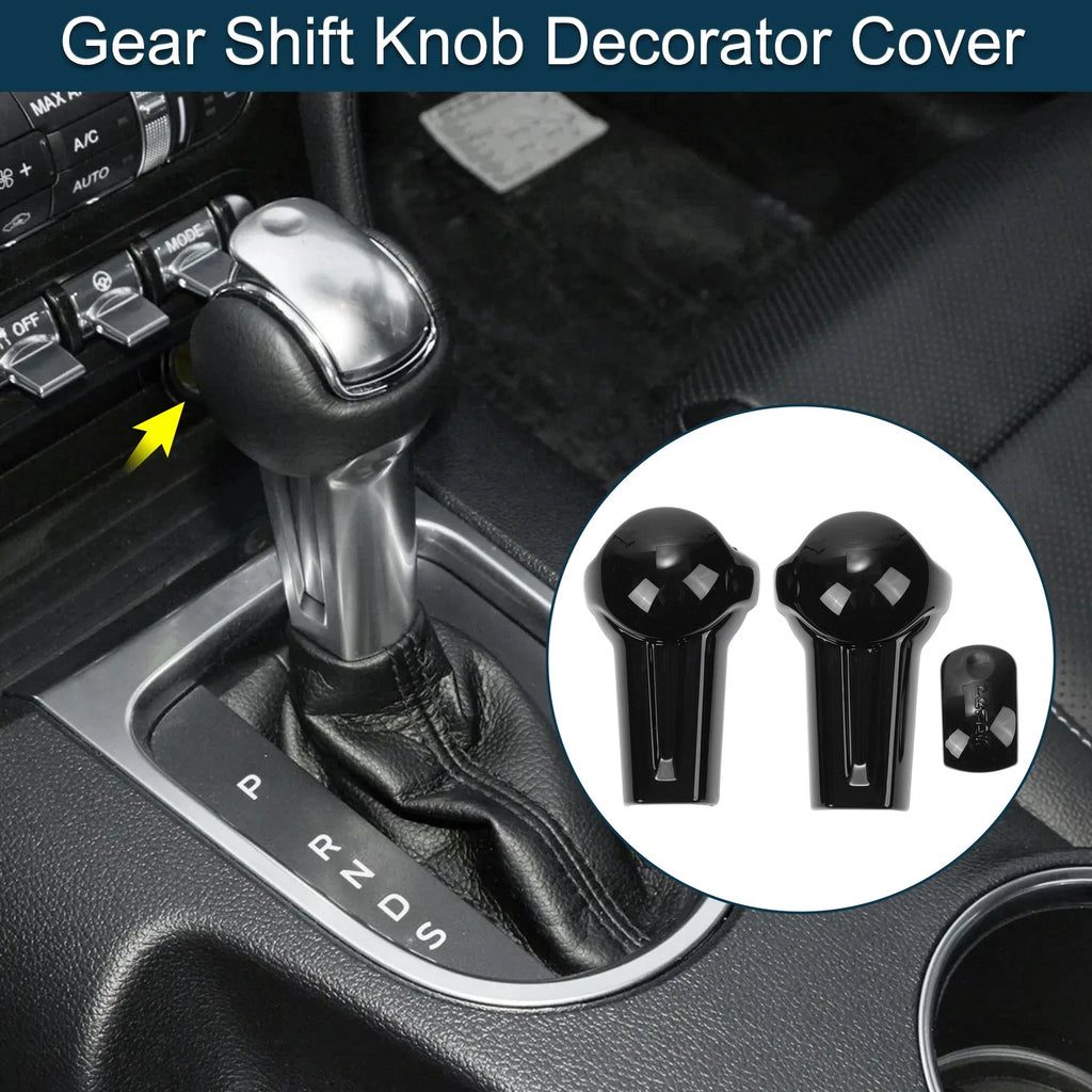 Gear Shift Knob Decorator Cover for Ford Mustang (2015–2023) Black