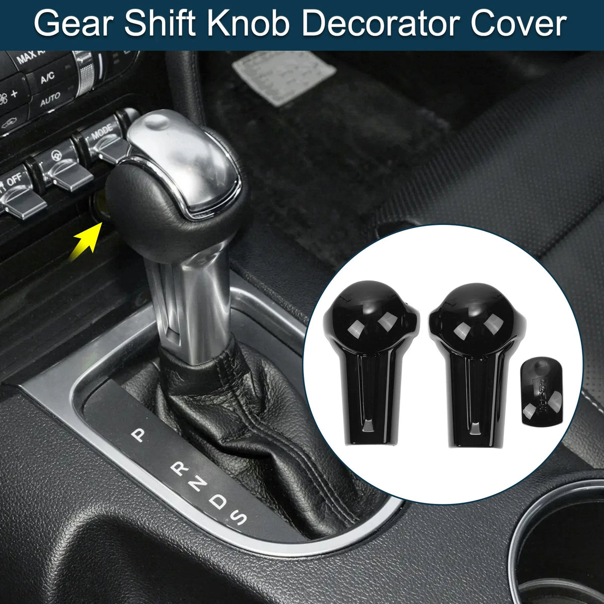 Gear Shift Knob Decorator Cover for Ford Mustang (2015–2023) Black