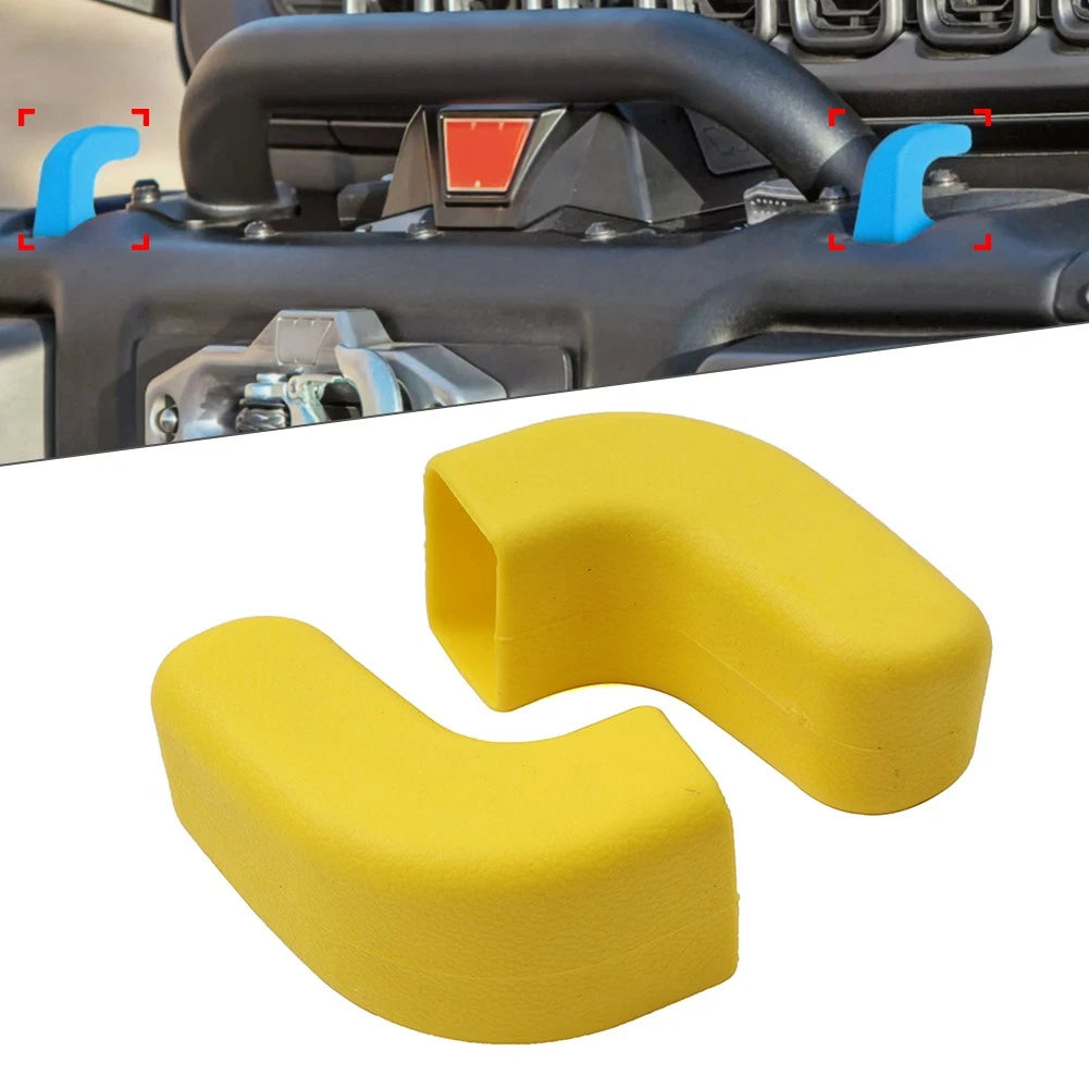 2Pcs Front Bumper Tow Hook Cover Yellow for Jeep Wrangler JK JL JT (2007–2023)