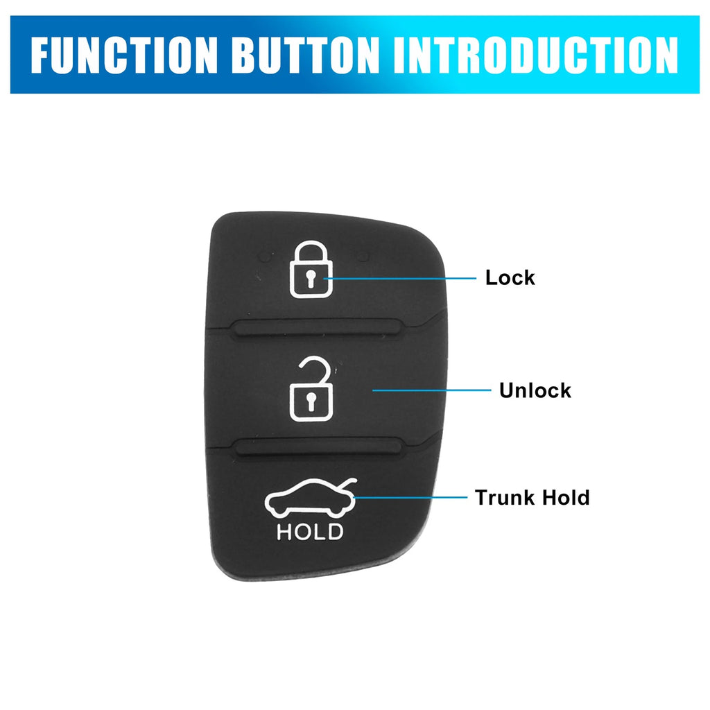 3 Button Key Fob Case Rubber Pad Replacement for Hyundai (2001–2020)