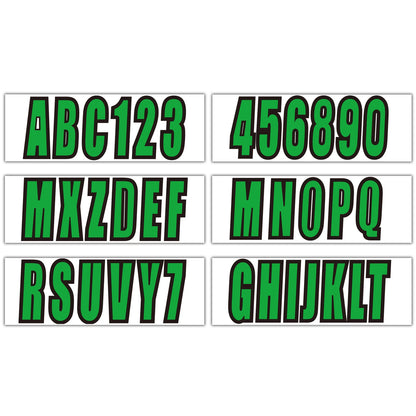 4 Sets 3" Marine Alpha-Numeric Registration Numbers and Letters Sticker Green