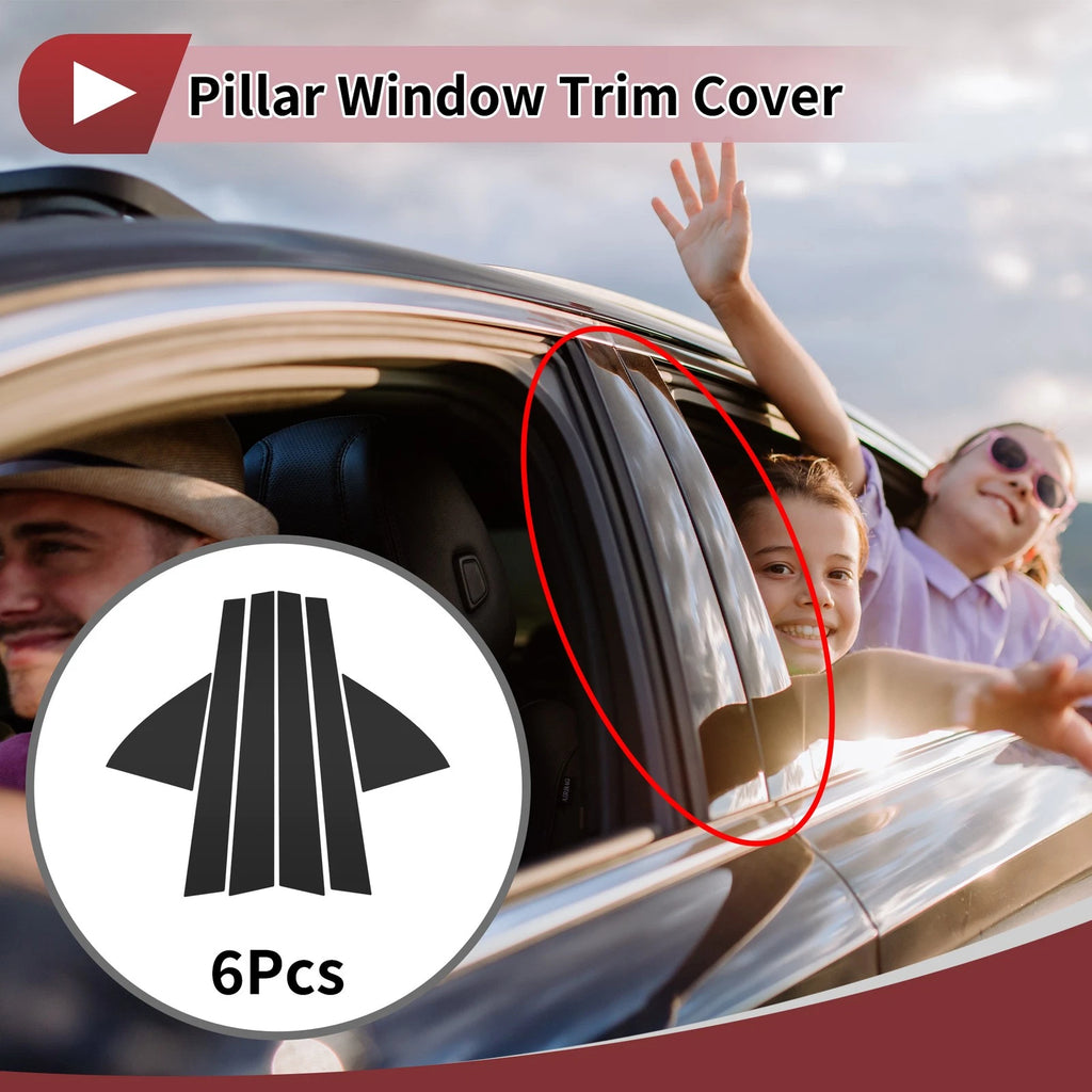 6 Pcs Window Trim Pillar for Honda Civic (1992–1995) Black