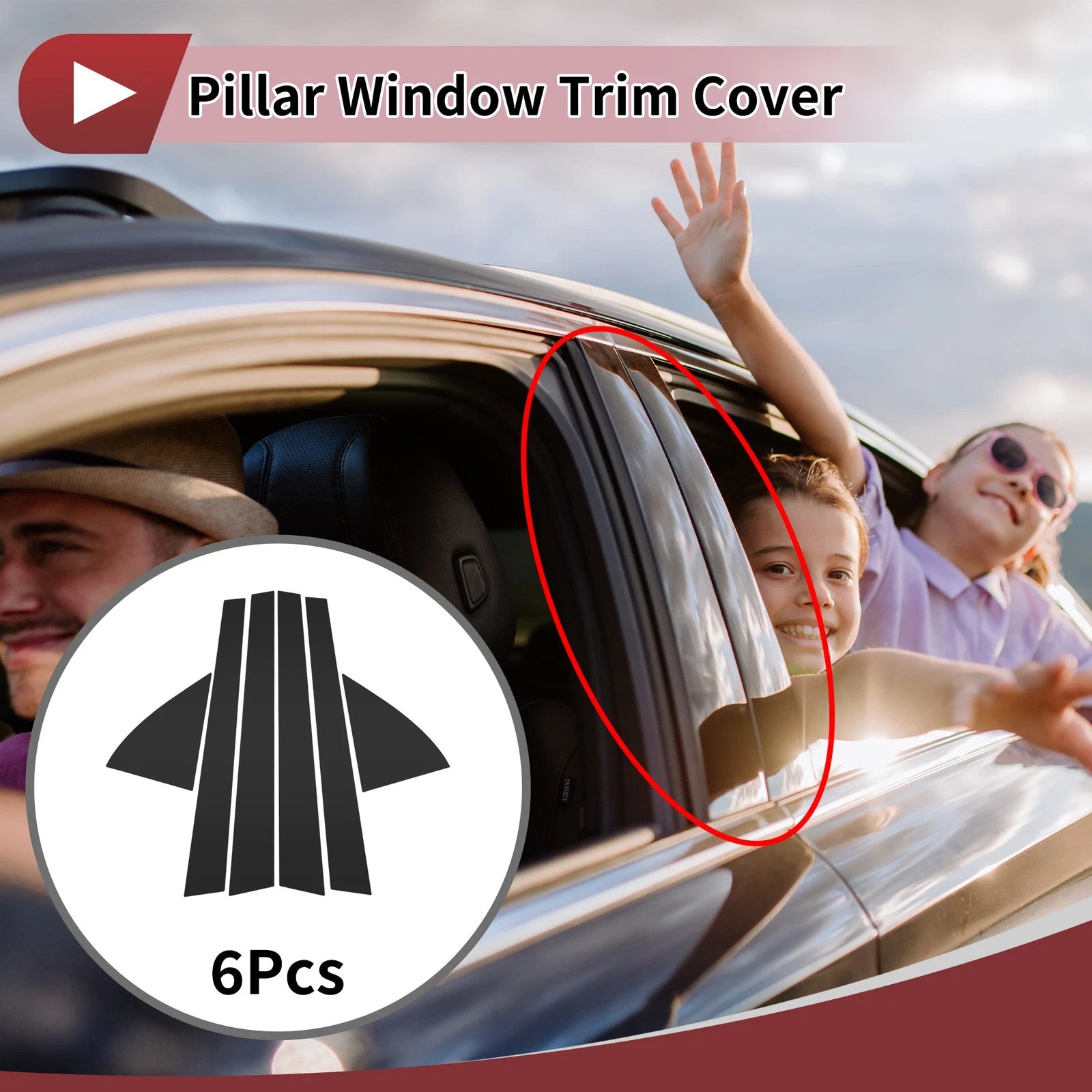 6 Pcs Window Trim Pillar for Honda Civic (1992–1995) Black