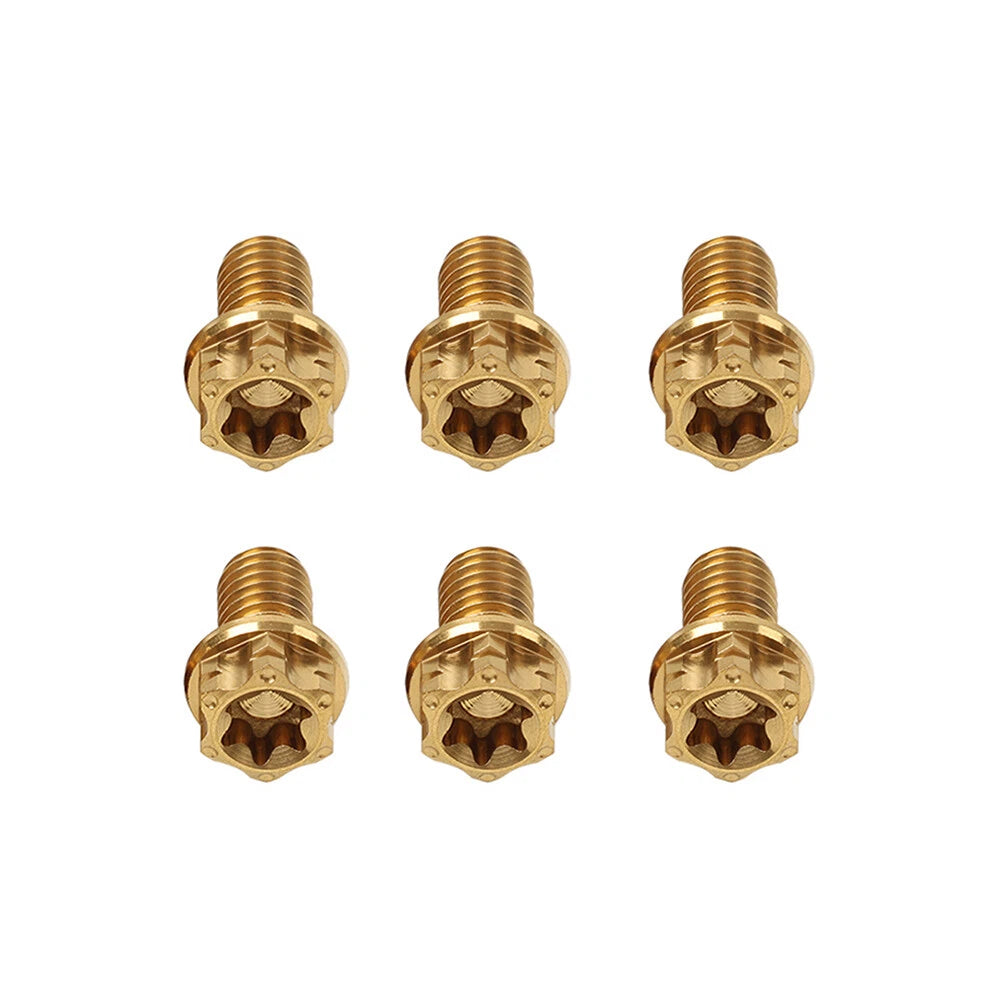 Set of 6 Titanium M8x30mm Torx Head Flange Bolts for Motorcycle