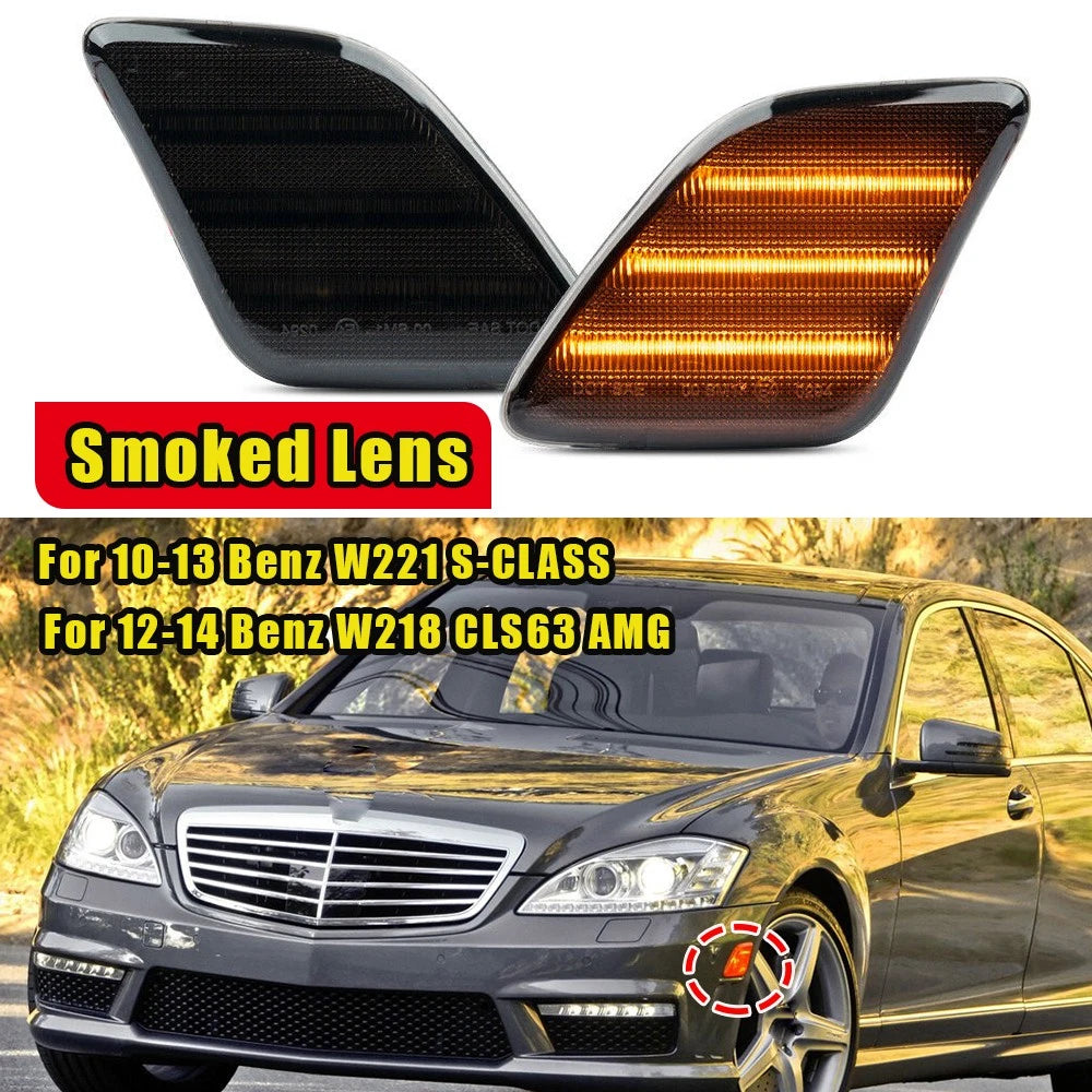 LED Smoke Bumper Side Marker Lights for Mercedes Benz W221 S Class (2010–2013)