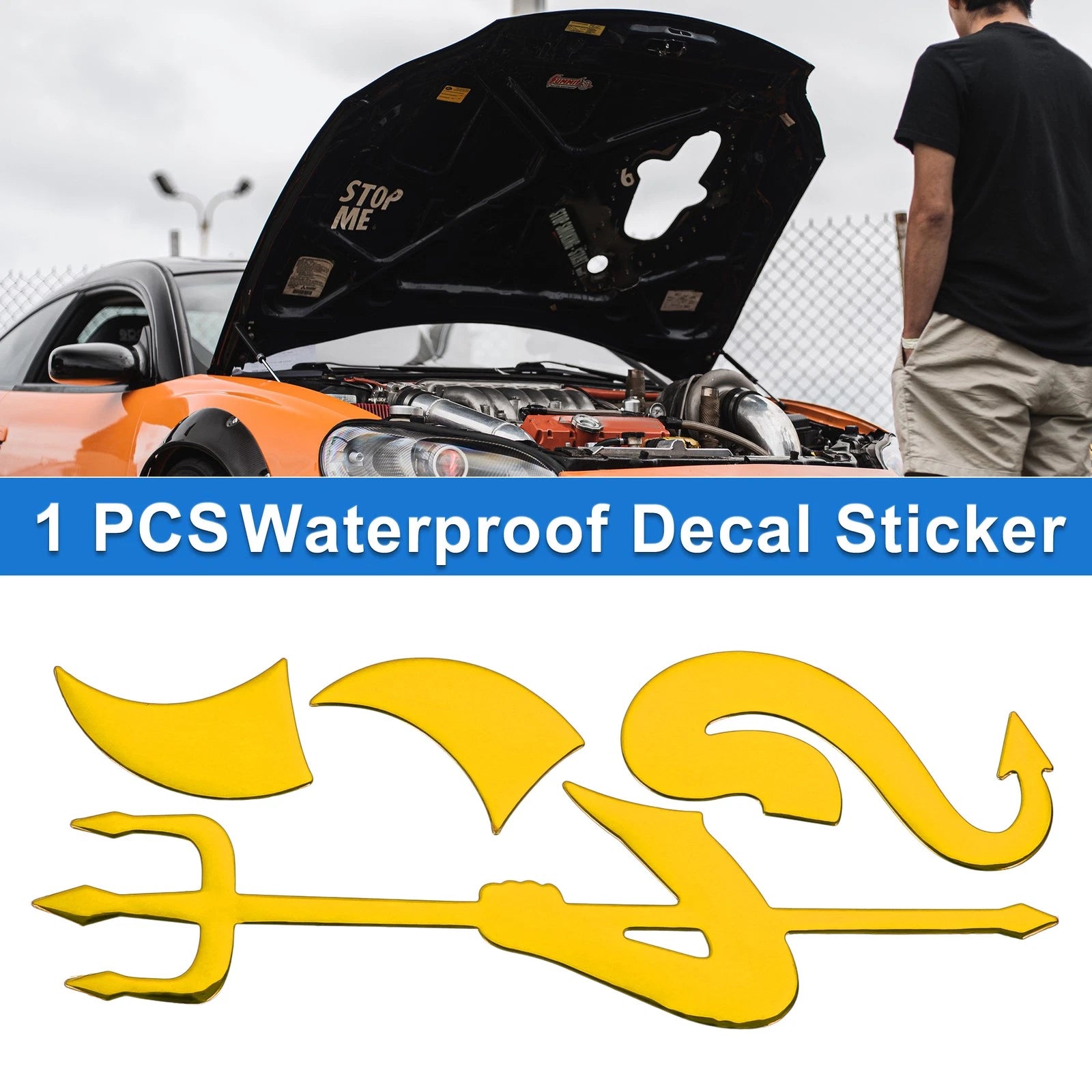 Devil Fork Pattern Bumper Sticker Decal for Cars (15x6cm)