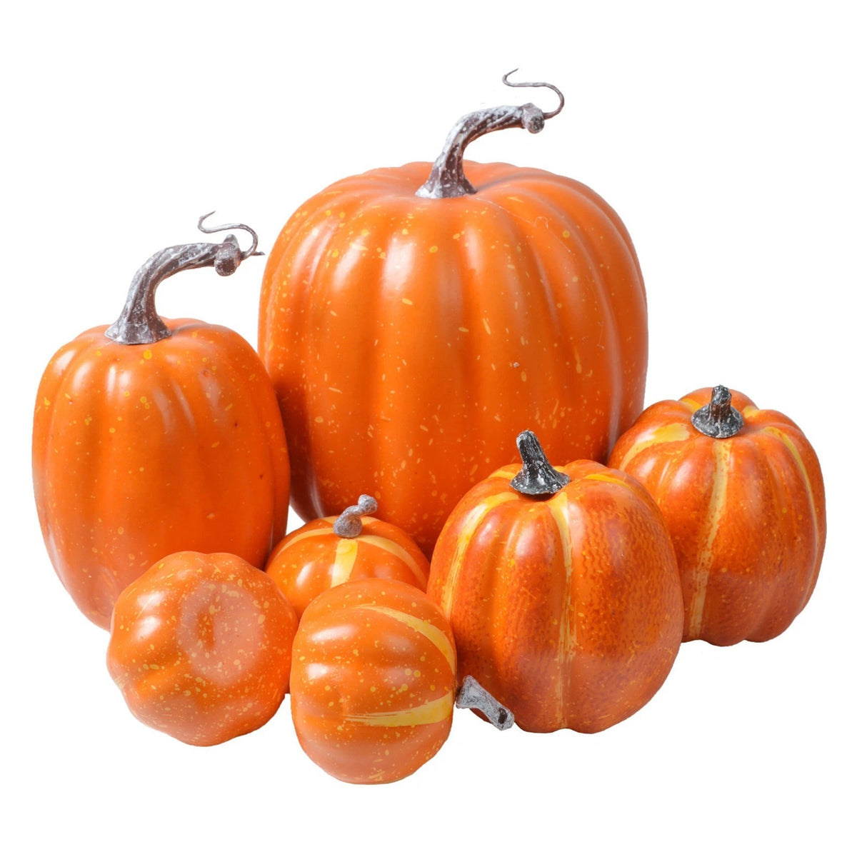 7 Piece Pumpkin Decor Set - Foam Assorted Sizes (17cm to 7cm)