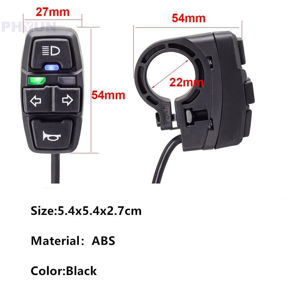 3-in-1 Headlight Horn Indicator Light Switch for Motorcycle Scooter (12V)