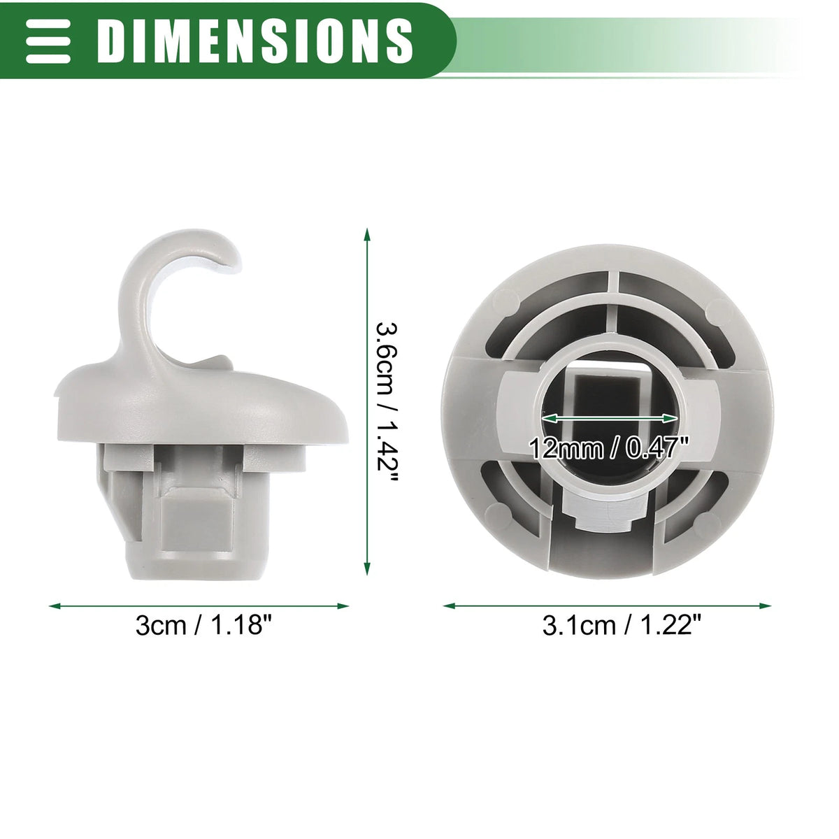 2pcs Sun Visor Holder Clip for Nissan Sentra (2015–2019) No. 96409CG000 Gray